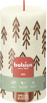 Bolsius Rustiek Printed Stompkaars 130/68 Soft Pearl wit
