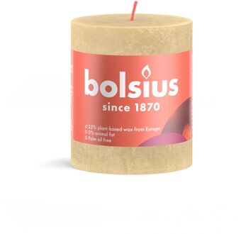 Bolsius Rustiek stompkaars shine 80 x 68 mm Oat beige kaars