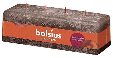 Bolsius Stompkaars Rustiek 4 Lonten Rustic Taupe - 9 Cm / 25 Cm Bruin