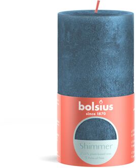 Bolsius Stompkaars Shimmer Blue - Ø68 mm - Hoogte 13 cm - Blauw - 60 Branduren
