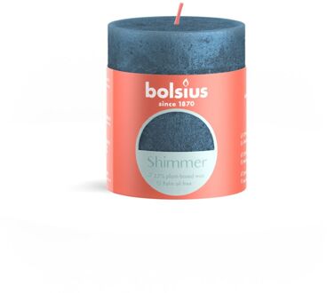 Bolsius Stompkaars Shimmer Blue - Ø68 mm - Hoogte 8 cm - Blauw - 35 Branduren