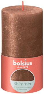 Bolsius Stompkaars Shimmer Copper - Ø68 mm - Hoogte 13 cm - Koper - 60 Branduren Bruin