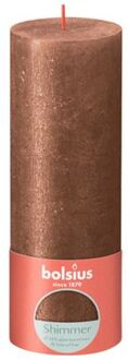 Bolsius Stompkaars Shimmer Copper - Ø68 mm - Hoogte 19 cm - Koper - 85 Branduren Bruin