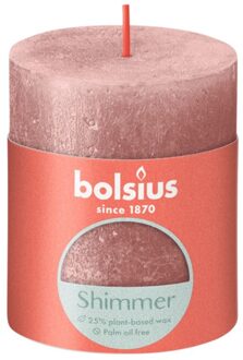 Bolsius Stompkaars Shimmer Pink - Ø68 mm - Hoogte 8 cm - Roze - 35 Branduren