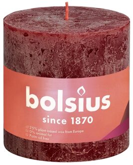 Bolsius Stompkaars Velvet Red Ø100 mm - Hoogte 10 cm - Donkerrood - 62 branduren