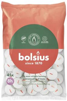 Bolsius Theelichten 8 uur zak a 45 stuks wit
