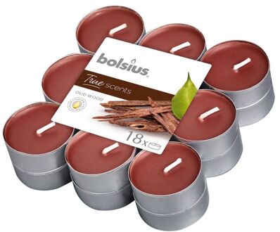 Bolsius Theelichten True Scents Oud Wood 18 Stuks Bruin