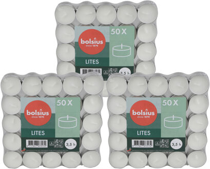 Bolsius Waxine/theelichtjes - 150x stuks - 3,5 branduren - theelichtjes - kaarsjes