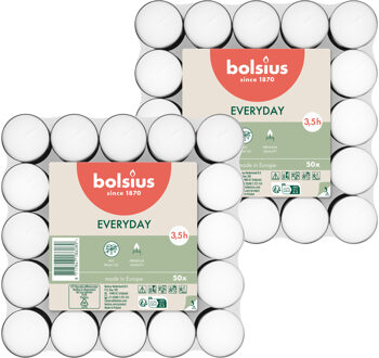 Bolsius Waxinelichtjes - 100x stuks - 3,5 branduren - kaarsjes - lichtjes