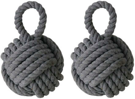 Boltze Deurstopper - 2x - 1.2 kilo - grijs - jute - 23 x 15 cm