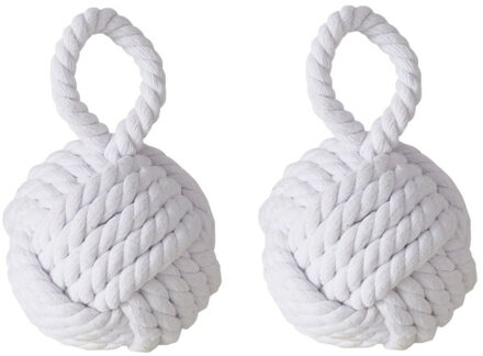 Boltze Deurstopper - 2x - 1.2 kilo - wit - jute - 23 x 15 cm
