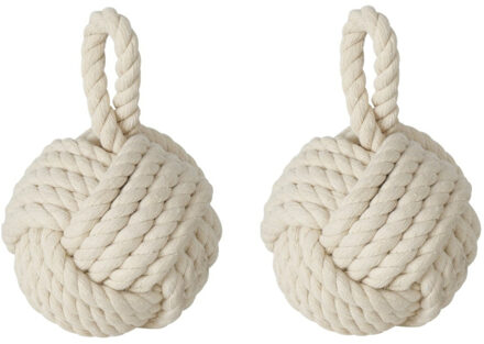 Boltze Deurstopper - 2x - 1.5 kilo - creme wit - jute - 23 x 15 cm