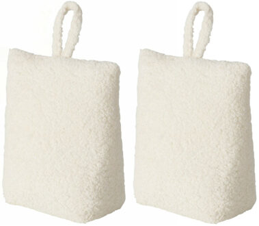 Boltze deurstopper - 2x - 1 kilo - creme wit - pluche - 20 x 10 cm - Deurstoppers Crème