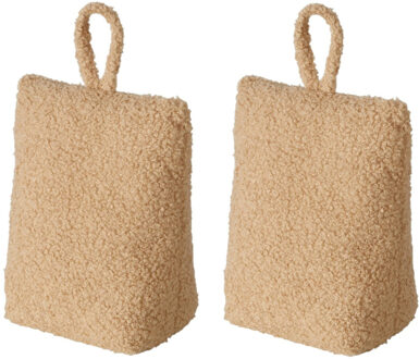 Boltze Deurstopper - 2x - 1 kilo - licht bruin - pluche - 20 x 10 cm