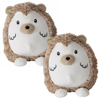 Boltze Deurstopper gewicht - 2x - dieren thema Egel - 1 kilo - lichtbruin - polyester - 16 x 17 cm