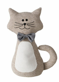 Boltze Deurstopper gewicht - dieren thema Katje - 1 kilo - beige - polyester - 31 x 11 cm - open ogen