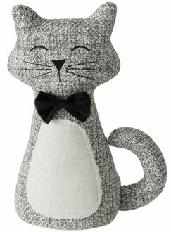 Boltze Deurstopper gewicht - dieren thema Katje - 1 kilo - grijs - polyester - 28 x 11 cm - dichte ogen