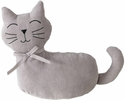 Boltze Deurstopper gewicht - dieren thema Katje - 1 kilo - grijs - polyester - 28 x 11 cm - dichte ogen