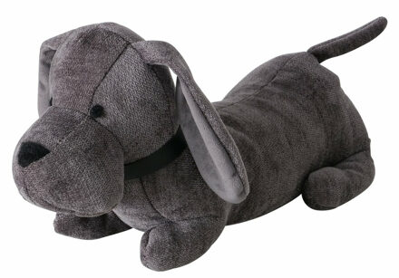 Boltze Deurstopper gewicht - dieren thema Teckel hondje - 1 kilo - grijs - polyester - 38 x 15 cm