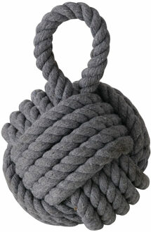 Boltze Deurstopper knoop - 1.2 kilo - grijs - jute - 23 x 15 cm