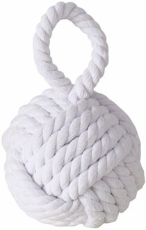 Boltze Deurstopper knoop - 1.2 kilo - wit - jute - 23 x 15 cm