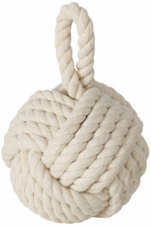 Boltze Deurstopper knoop - 1.5 kilo - creme wit - jute - 23 x 15 cm