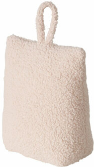 Boltze Deurstopper zak - 1 kg - beige - pluche/teddy stof - 20 x 10 cm - Deurstoppers