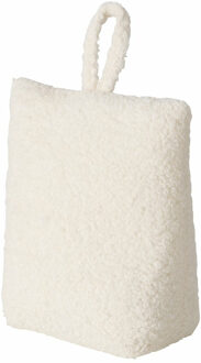 Boltze Deurstopper zak - 1 kg - creme wit - pluche/teddy stof - 20 x 10 cm - Deurstoppers Crème