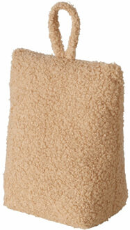 Boltze Deurstopper zak - 1 kilo - licht bruin - pluche/teddy stof - 20 x 10 cm