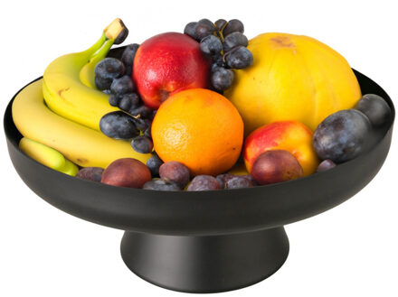 Boltze Fruitschaal/fruitmand - metaal - D30 x H13 cm - zwart - Serveer schaal voedsel