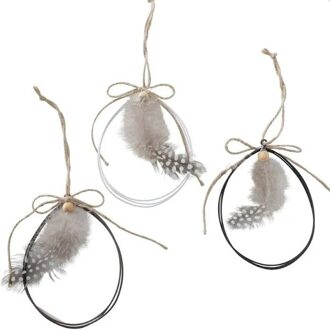 Boltze Home hangdeco met veertjes 8x10cm