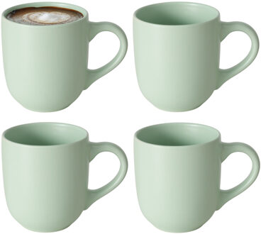 Boltze Koffiemokken Paris - 4x stuks - Keramiek - mintgroen - 300 ml - 8 x 10 cm