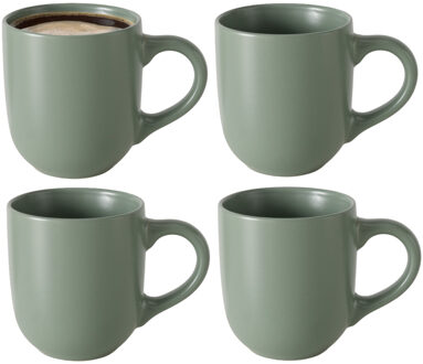 Boltze Koffiemokken Paris - 4x stuks - Keramiek - pastel groen - 300 ml - 8 x 10 cm