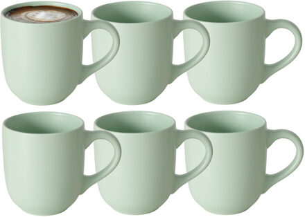 Boltze Koffiemokken Paris - 8x stuks - Keramiek - mintgroen - 300 ml - 8 x 10 cm