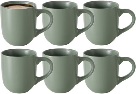 Boltze Koffiemokken Paris - 8x stuks - Keramiek - pastel groen - 300 ml - 8 x 10 cm