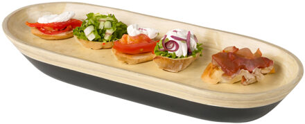 Boltze Serveerschaal Bambo - 40 x 15 cm - zwart - bamboe - broodmand/schaal