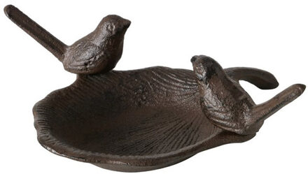 Boltze Vogelbad/voederschaal - bruin - ijzer - D18 x H6 cm - drinkschaal voor tuinvogels - Vogelvoederschalen