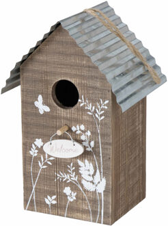 Boltze Vogelhuisje/nestkastjes bruin hout Welcome 22 cm - Vogelhuisjes