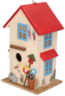 Boltze Wit/rood vogelhuisje voor kleine vogels 26 cm - Vogelhuisjes Multikleur