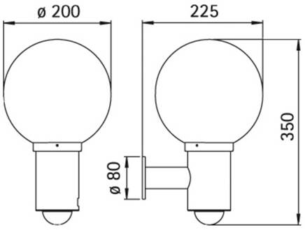 Bolvormige buitenwandlamp 157 met bewegingssensor Wit, aluminium