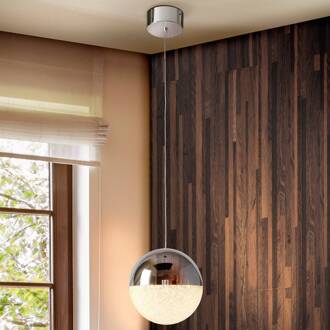 Bolvormige LED hanglamp Sphere, Ø 20 cm chroom, wit