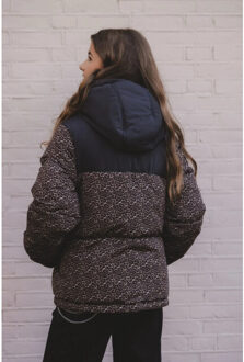 Bomber hooded winterjas panther voor meisjes in de kleur Beige - 140