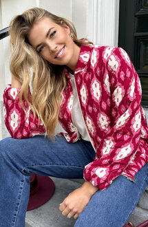 Bomber Jacket Classic Print Burgundy Bordeauxrood