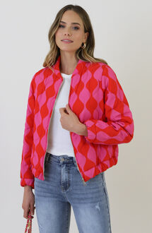 Bomber Jacket Classic Print Fuchsia Red Roze