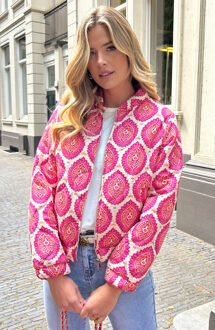 Bomber Jacket Classic Print Pink Roze