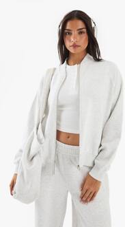 Bomber Zip Through Sweatshirt, Ash Grey - XL