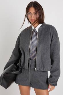 Bomberjack Met Wol-Look, Charcoal - 42