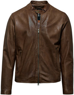BOMBOOGIE Leather Jackets BomBoogie , Brown , Heren - 2Xl,L