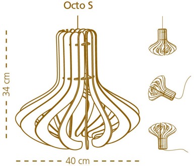 Bomerango Octopus S houten hanglamp small - met koordset wit Bruin