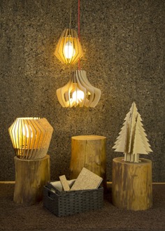 Bomerango Spin M houten hanglamp medium - met koordset wit - Ø 37 cm Bruin